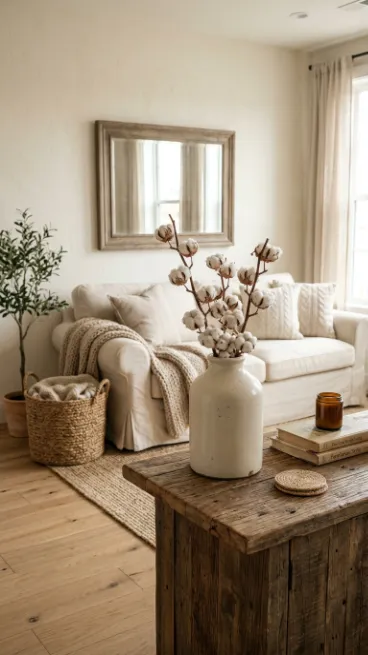Add cotton stem decor for simplicity