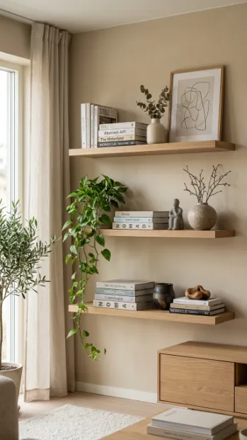 Add floating shelves for display