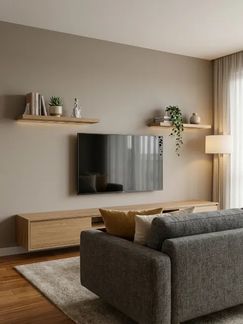 Add floating shelves on either side