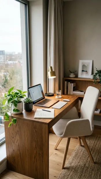 Add greenery to a home office corner