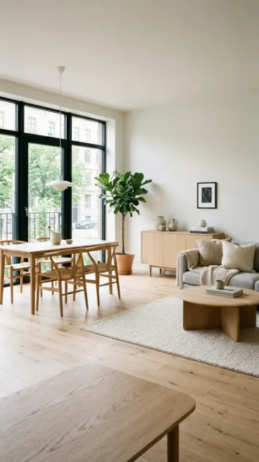 Add light wood furniture and flooring
