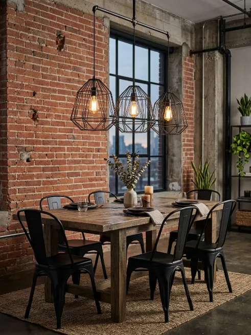 Add metal cage light fixtures