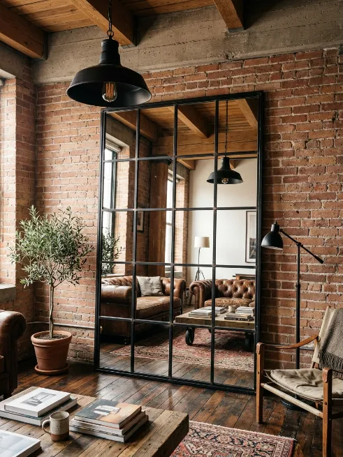 Add metal framed windows or mirrors