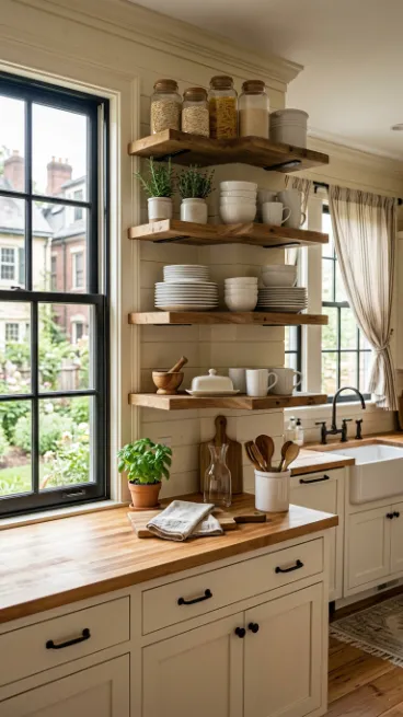 Add open shelving in the kitchen