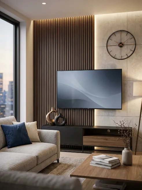 Add a clock or sculptural piece nearby