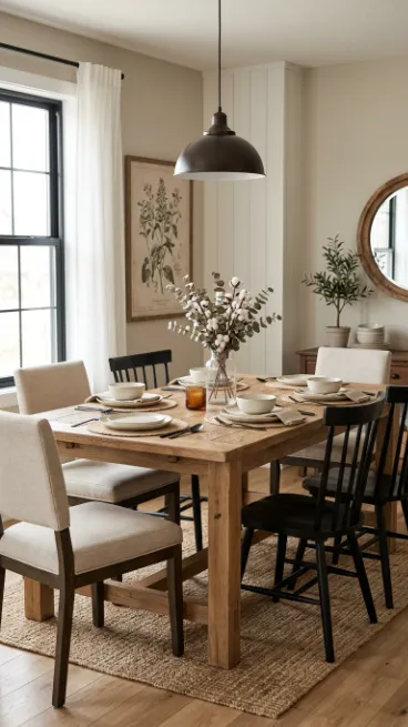 Add a farmhouse style dining table