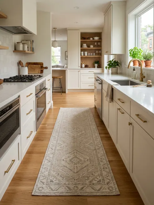 Add a rug in the kitchen for comfort
