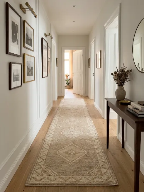Add a runner in narrow hallways