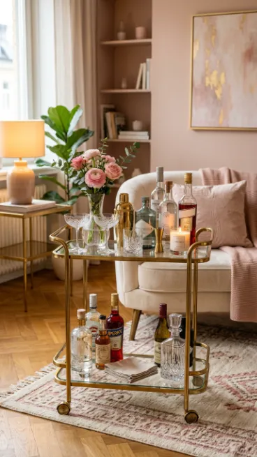 Add a small bar cart for entertaining