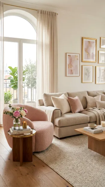 Add a velvet or boucle accent chair