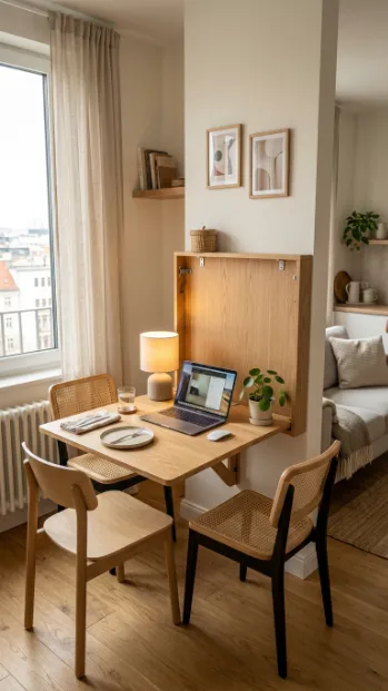 Add a wall mounted drop leaf table