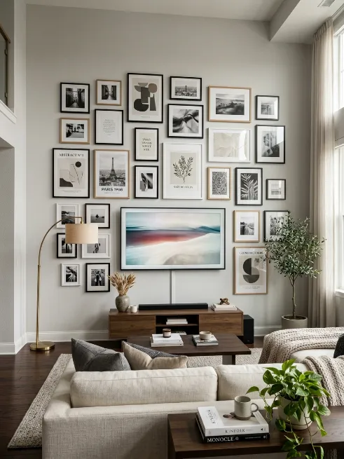 Build a gallery wall around the tv