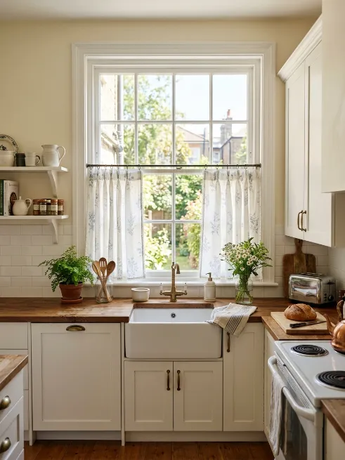 Choose cafe curtains for kitchens and bathrooms