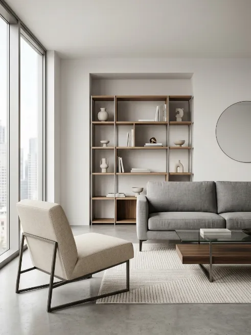 Choose furniture with clean geometric lines
