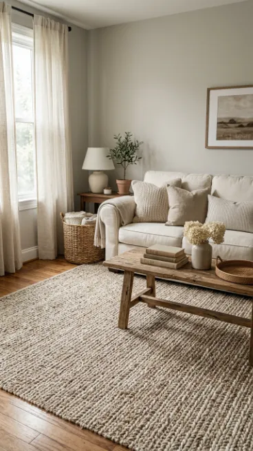 Choose neutral rugs with natural texture
