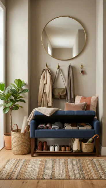 Choose a storage bench for the entryway