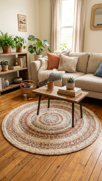 Create a braided rug from fabric scraps