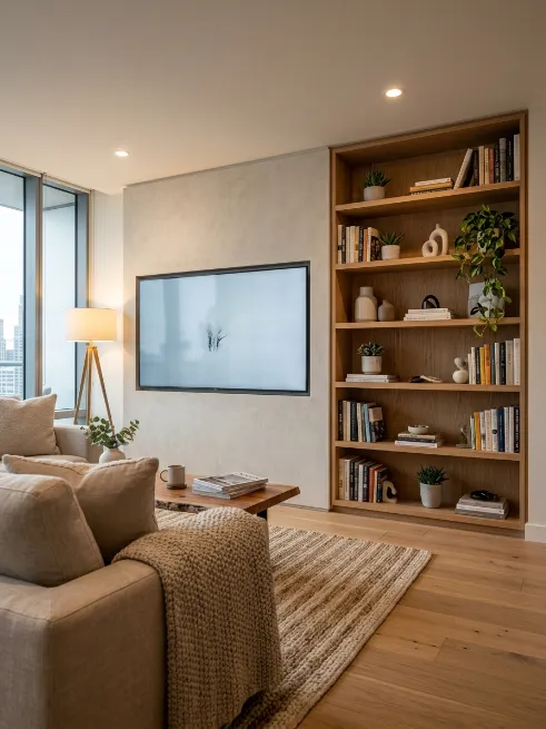 Display books on nearby shelving