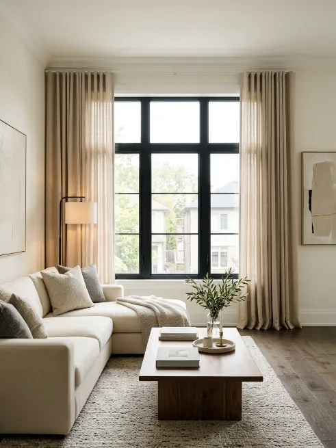 Hang curtains close to the ceiling
