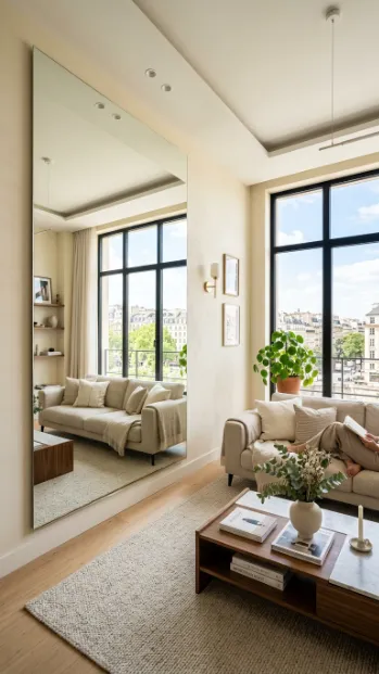 Hang a large statement mirror