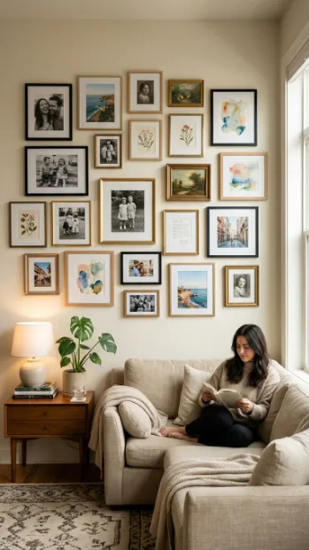 Include personal photos alongside art