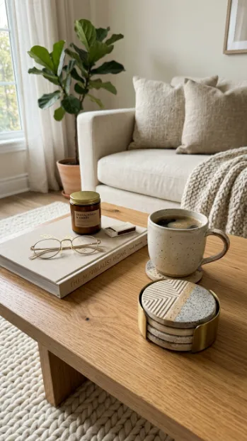 Include a coaster set within reach