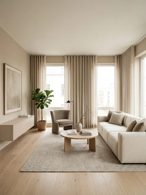 Match curtain color to your wall for a seamless look