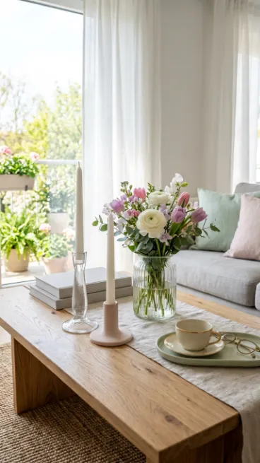 Rotate out winter candle holders for lighter materials