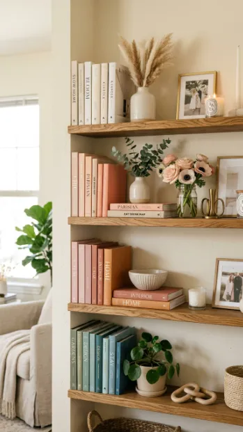 Style open shelving with books and decor