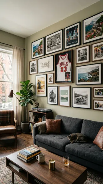 Style a gallery wall with personal interests