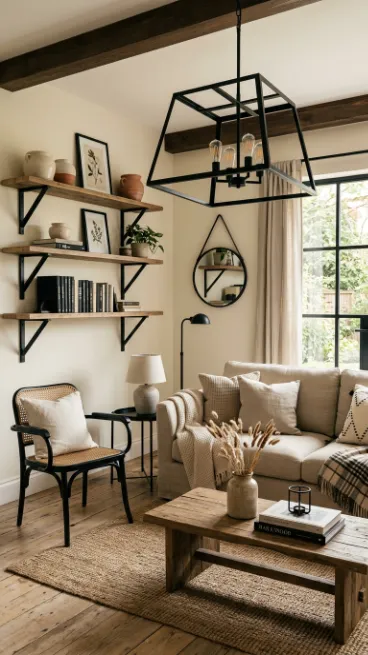 Use black metal accents for contrast