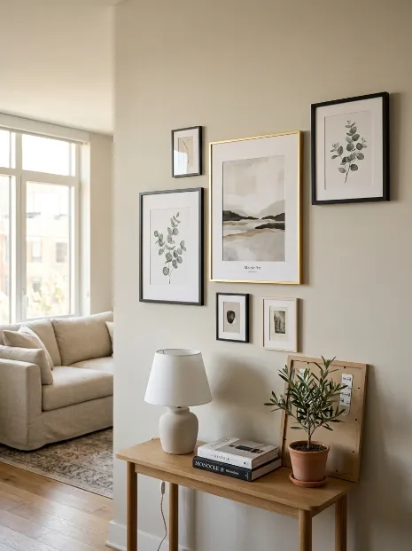 Use command strips for damage free hanging