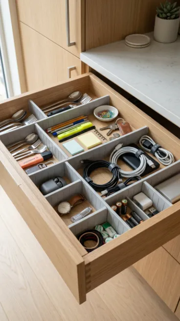 Use drawer organizers for small items
