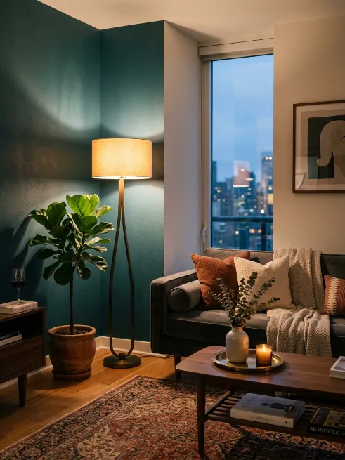 Use floor lamps in dark corners