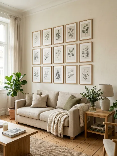 Use framed botanical prints