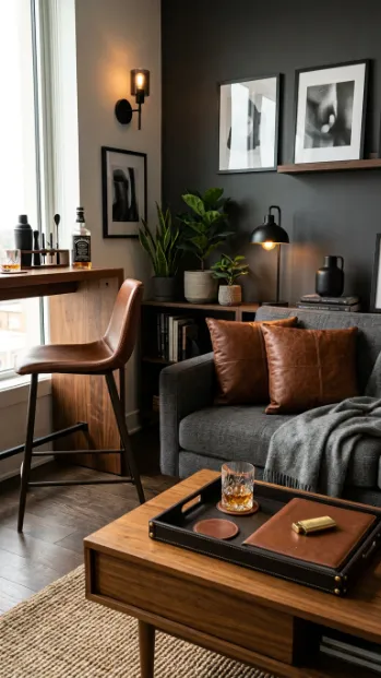 Use leather accents throughout