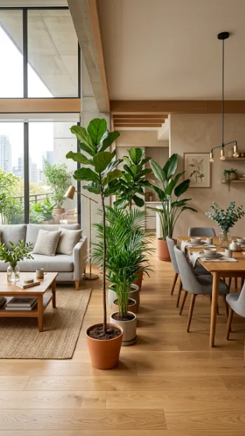 Use plants as a natural room divider screen