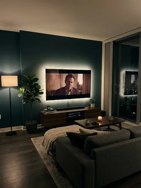 Use string lights behind the tv