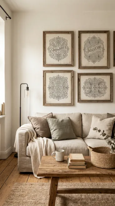 Use vintage signs or typography art