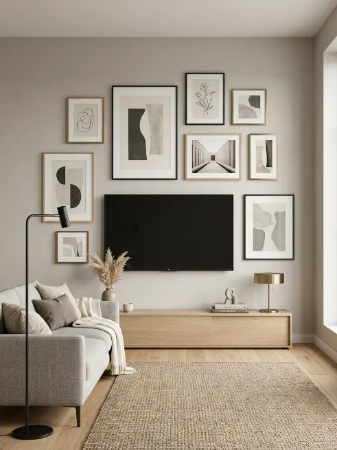 Use wall art in a frame style that matches the room