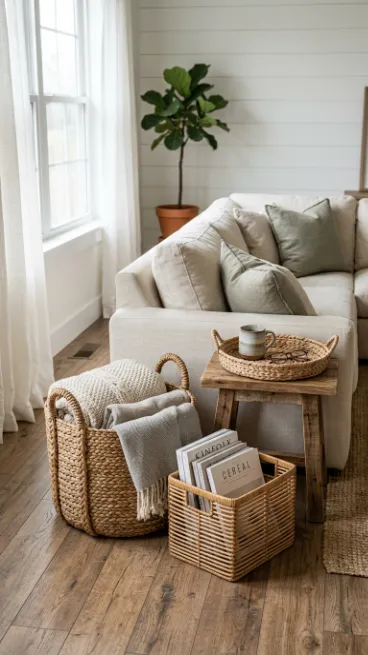 Use woven baskets for storage