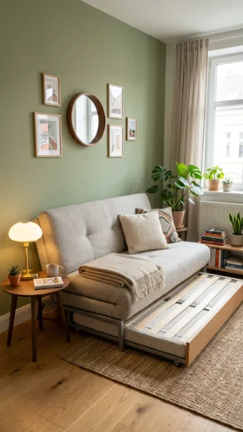 Use a futon for flexible guest seating