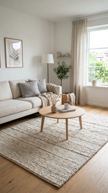 Use a neutral rug with texture
