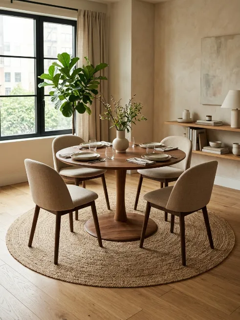 Use a round rug under a round table