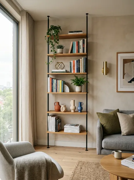 Use a wall mounted bookshelf