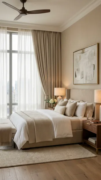 Add blackout curtains with a sheer layer