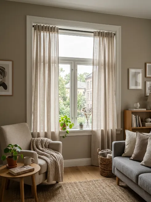 Add curtains even if you dont have rods