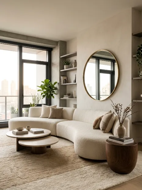 Add curved furniture pieces