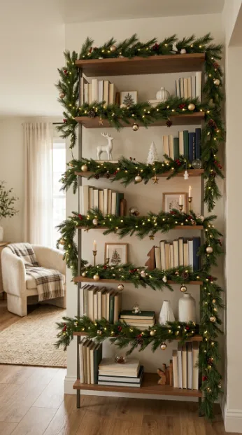 8. Add Faux Garland to Shelves