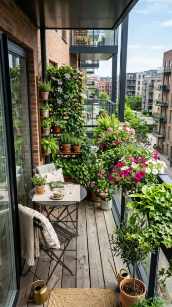 Add potted plants along the railing